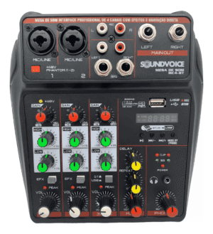 Mesa de som Console Soundvoice MC4-BT 110V/220V 4 Canais Bluetooth