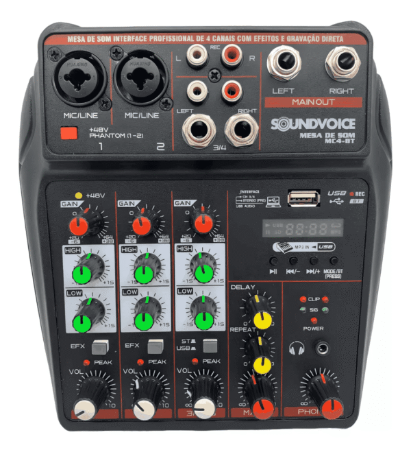 Mesa de som Console Soundvoice MC4-BT 110V/220V 4 Canais Bluetooth