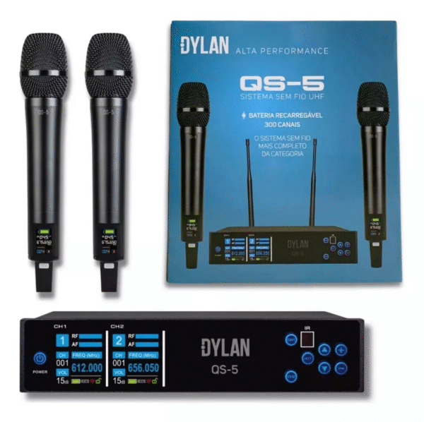 Microfone Dylan S/FIO UHF QS-5 300 Canais - Image 4