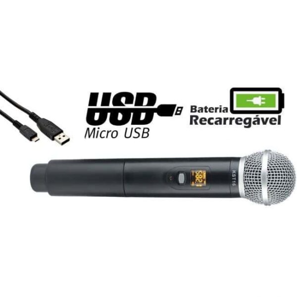 Microfone Karsect S/ Fio KRD200DR Digital Recarregável DM Duplo Mao - Image 3